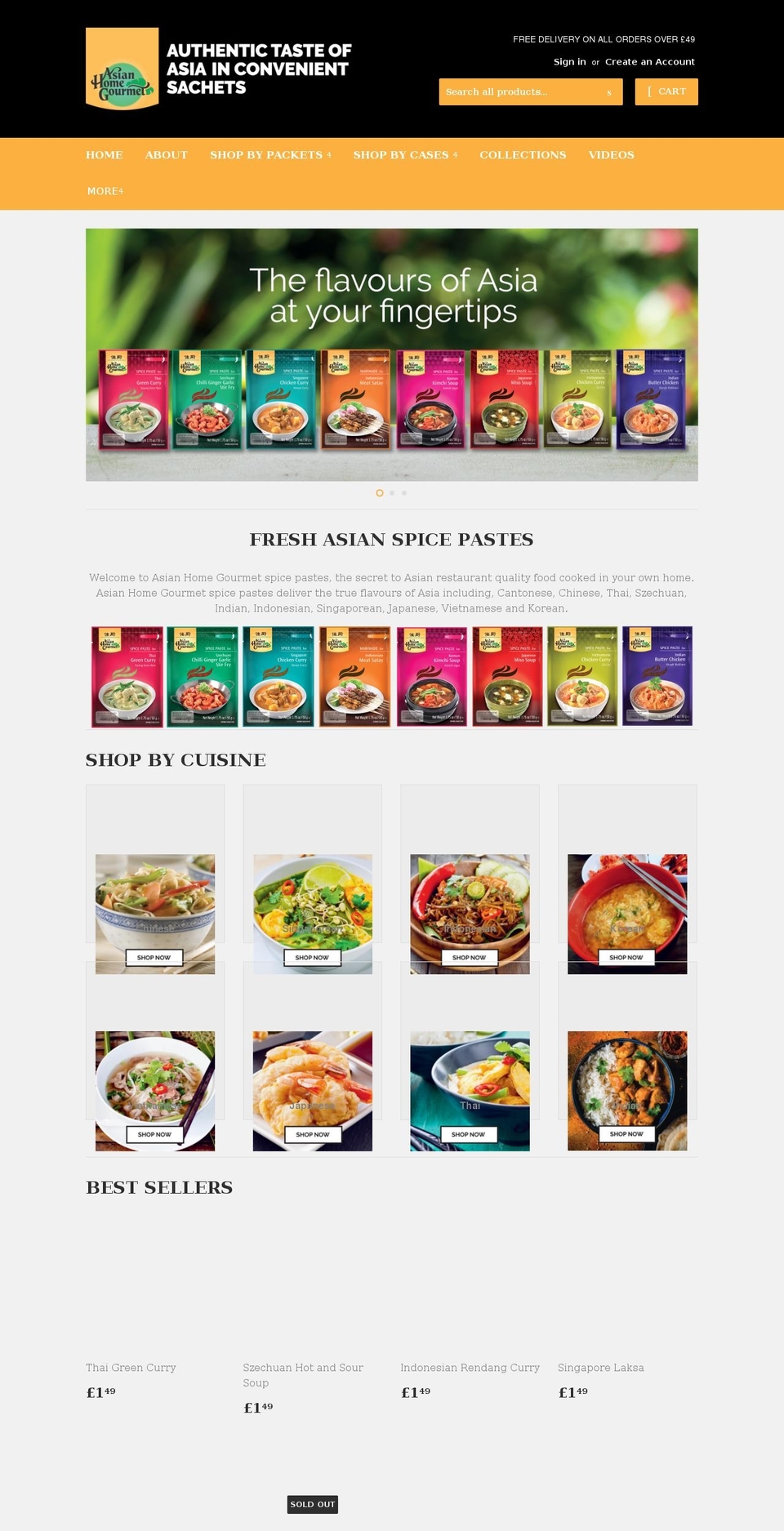 asianhomegourmetdirect.co.uk shopify website screenshot