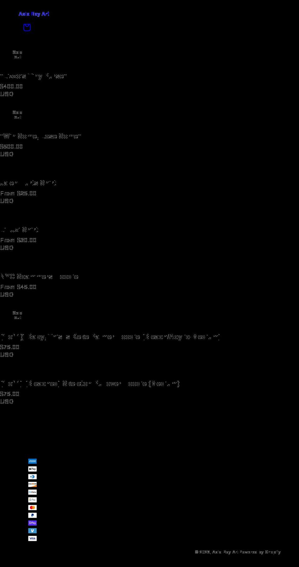 asiarayart.com shopify website screenshot