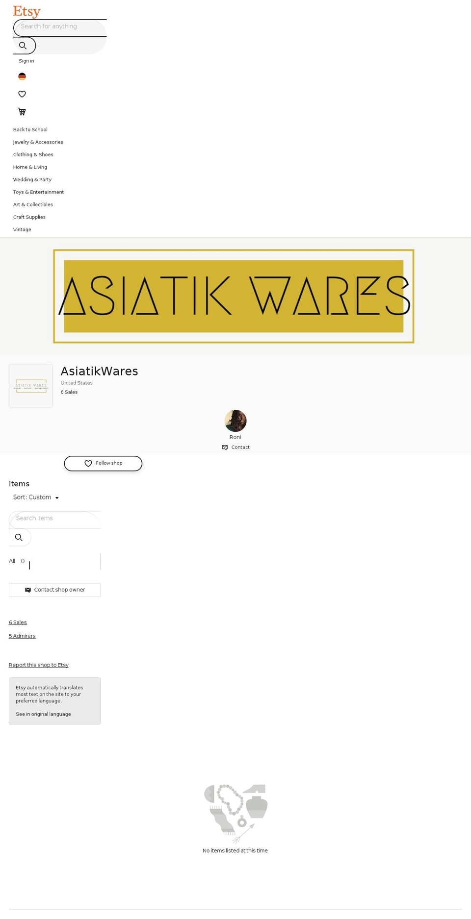 asiatikwares.com shopify website screenshot