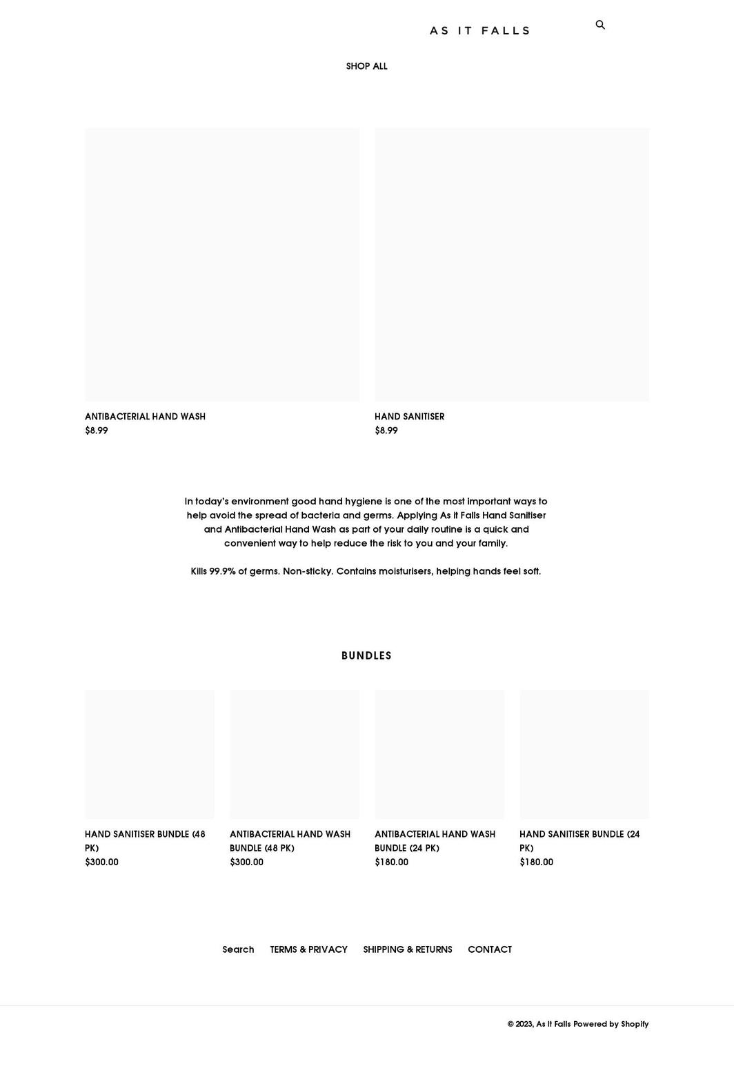 asitfalls.com shopify website screenshot