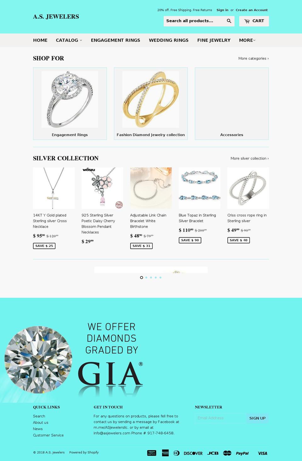 asjewelersllc.com — Shopify storefront screenshot