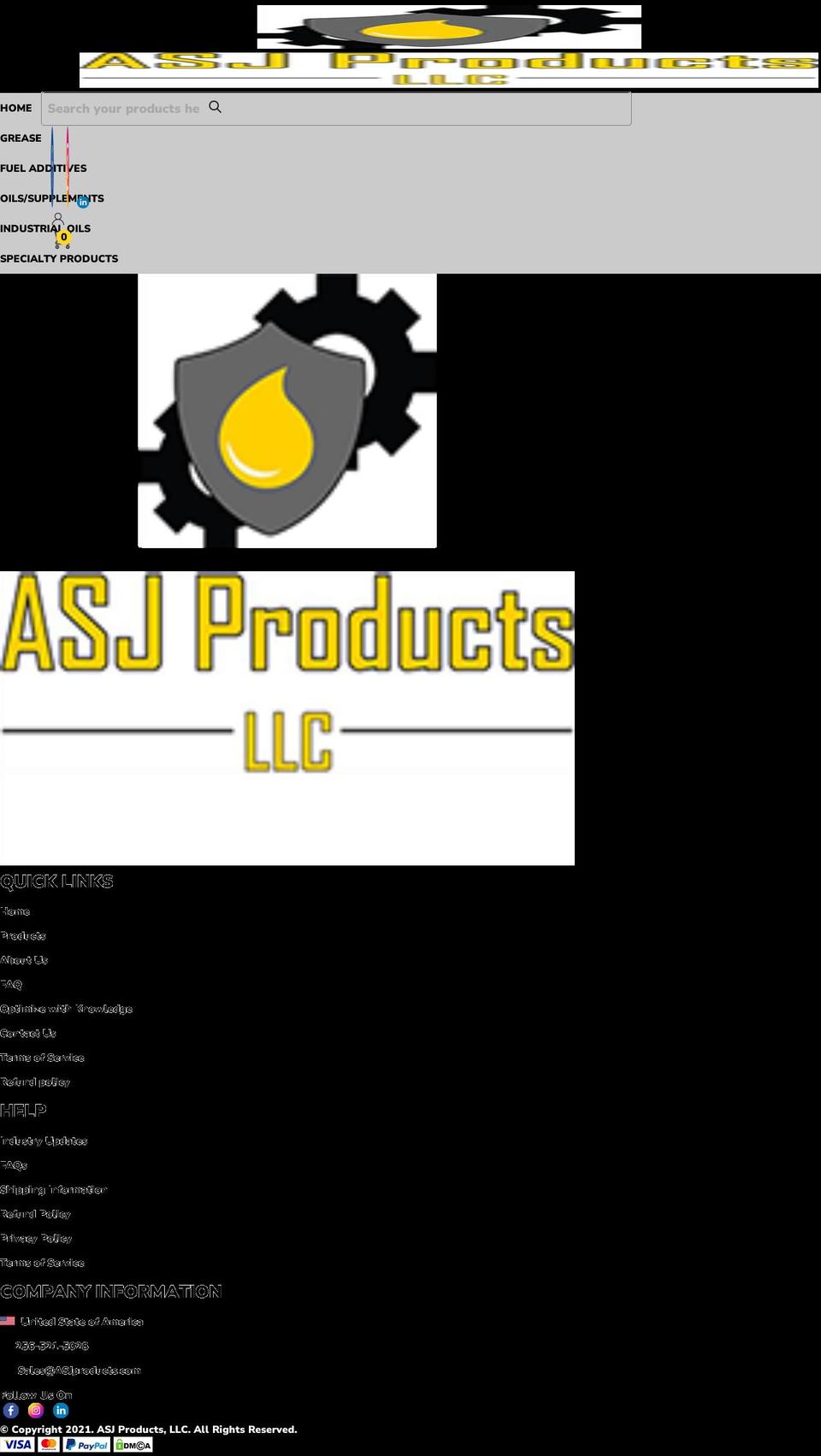 asjproducts.com shopify website screenshot