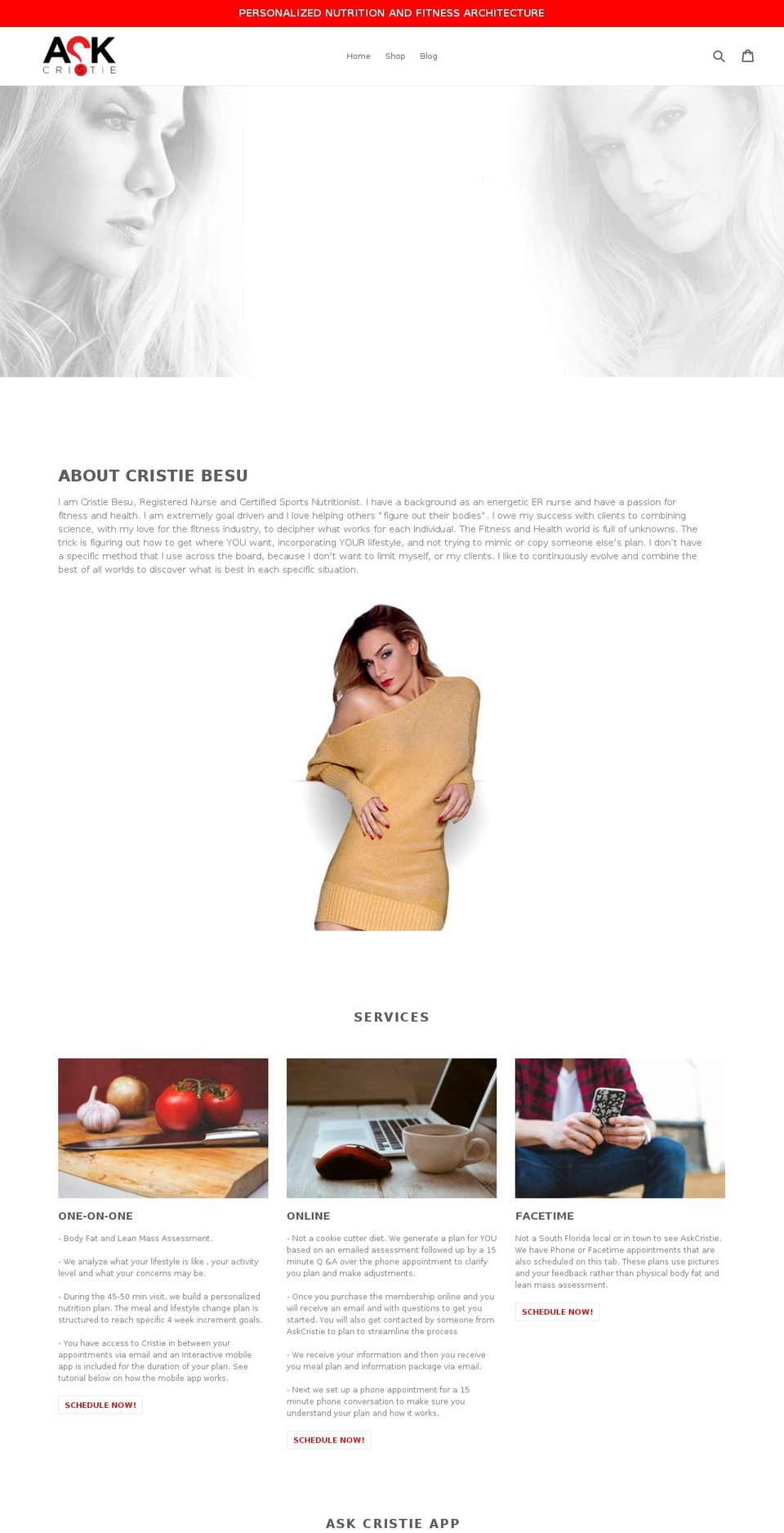 askcristie.com — Shopify storefront screenshot