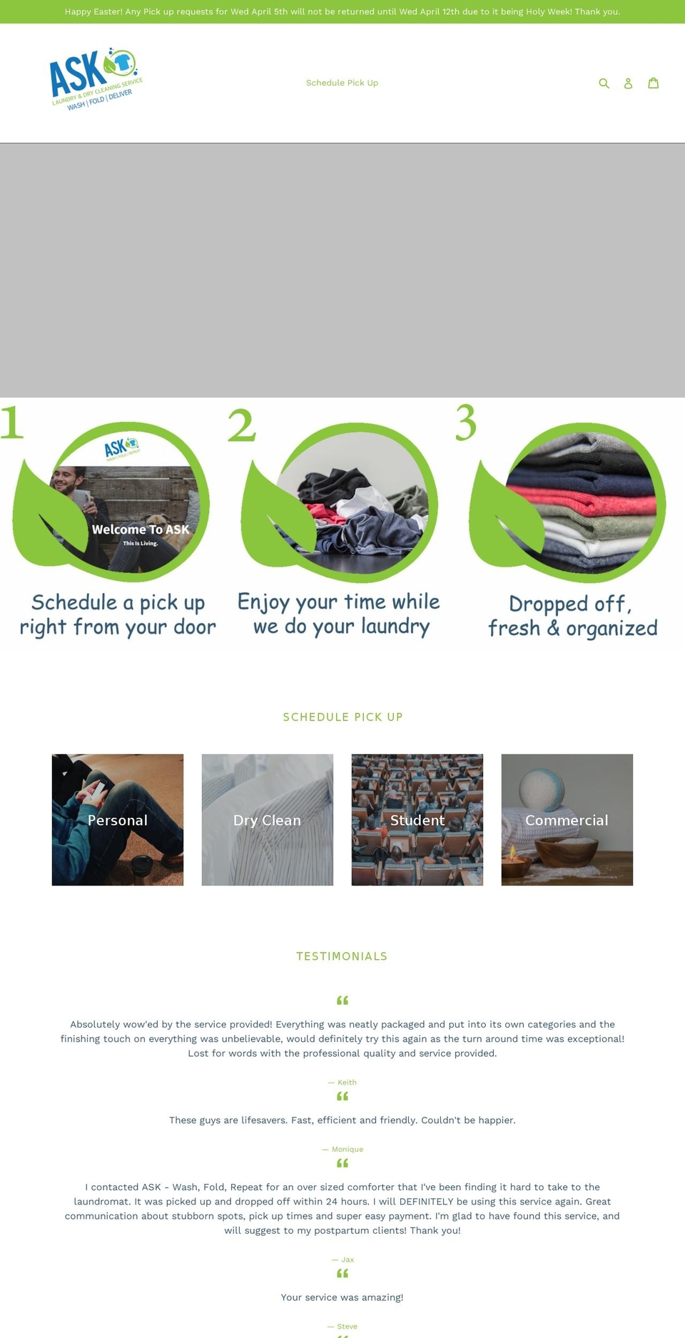 askdrycleaning.com — Shopify storefront screenshot