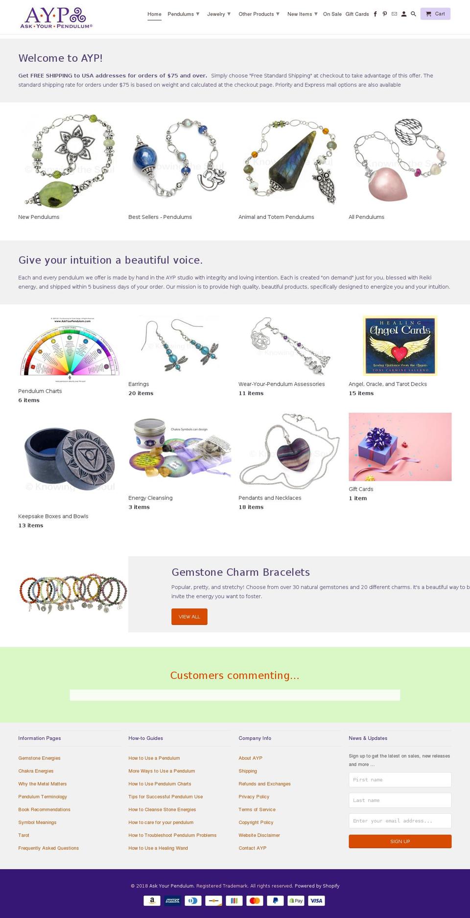 askyourpendulum.com — Shopify storefront screenshot