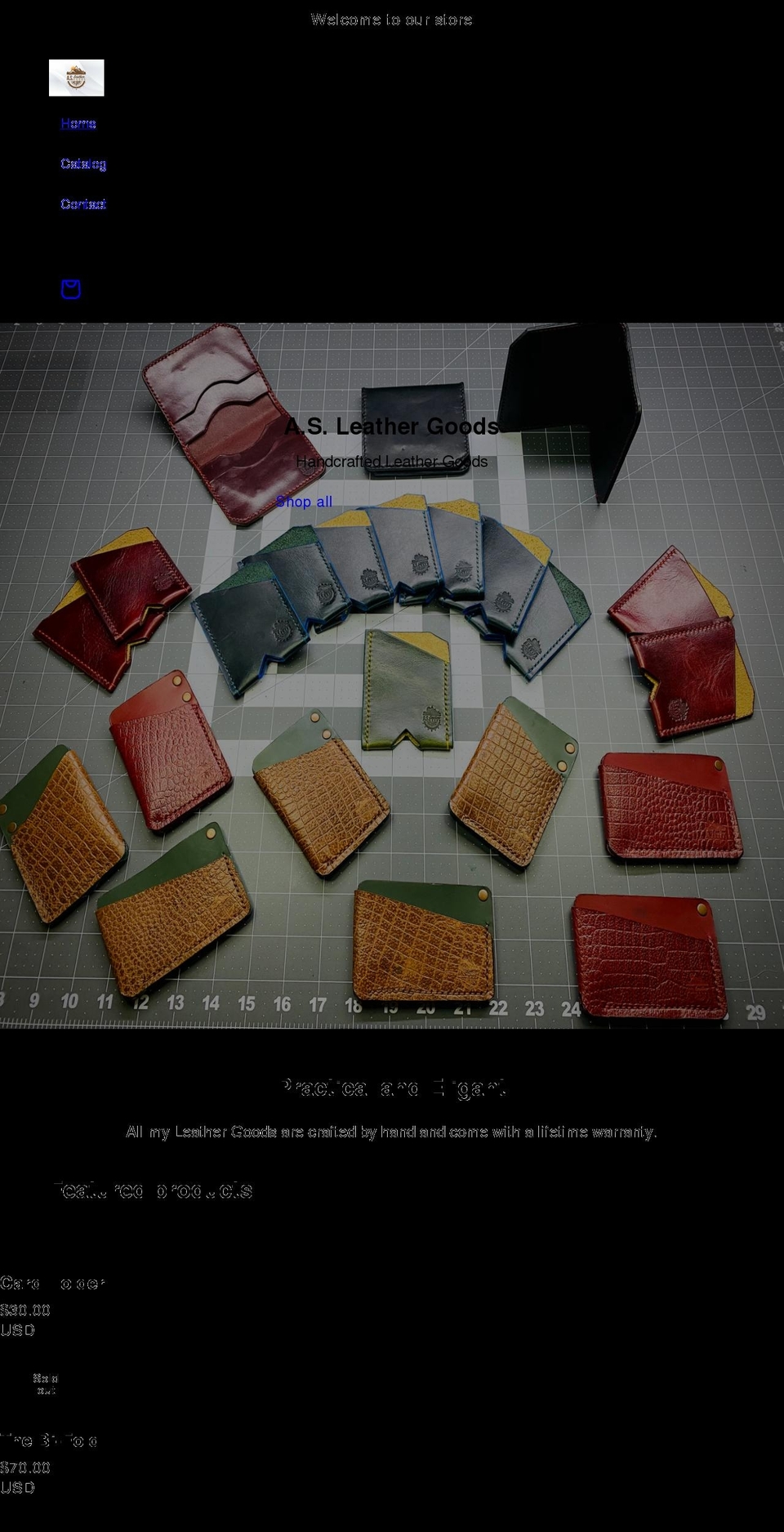 asleathergoods.com shopify website screenshot