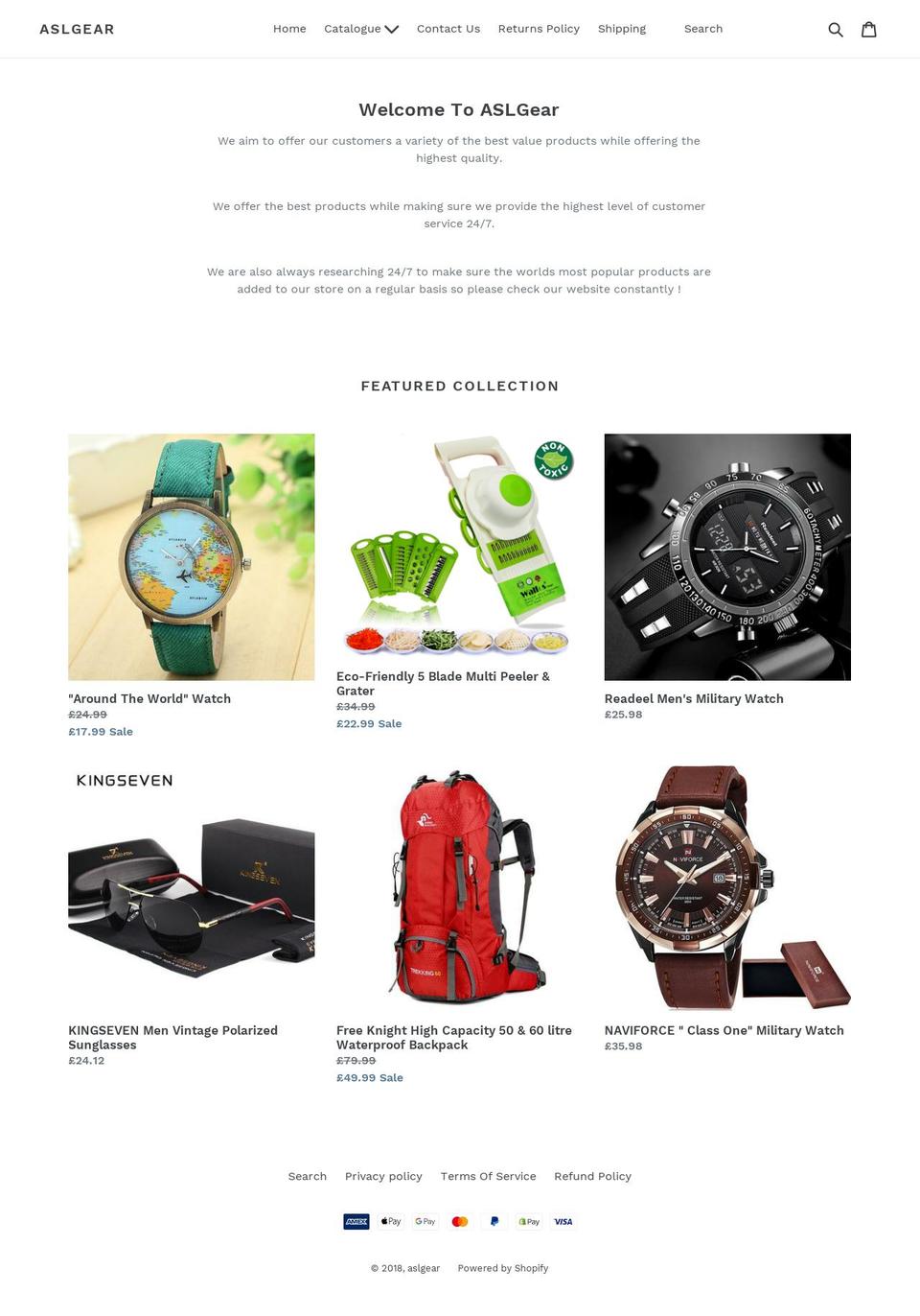 aslgear.com — Shopify storefront screenshot