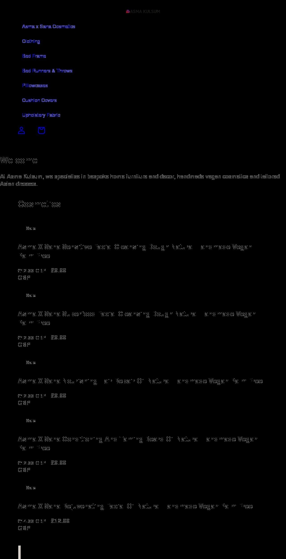 asmakulsum.com shopify website screenshot