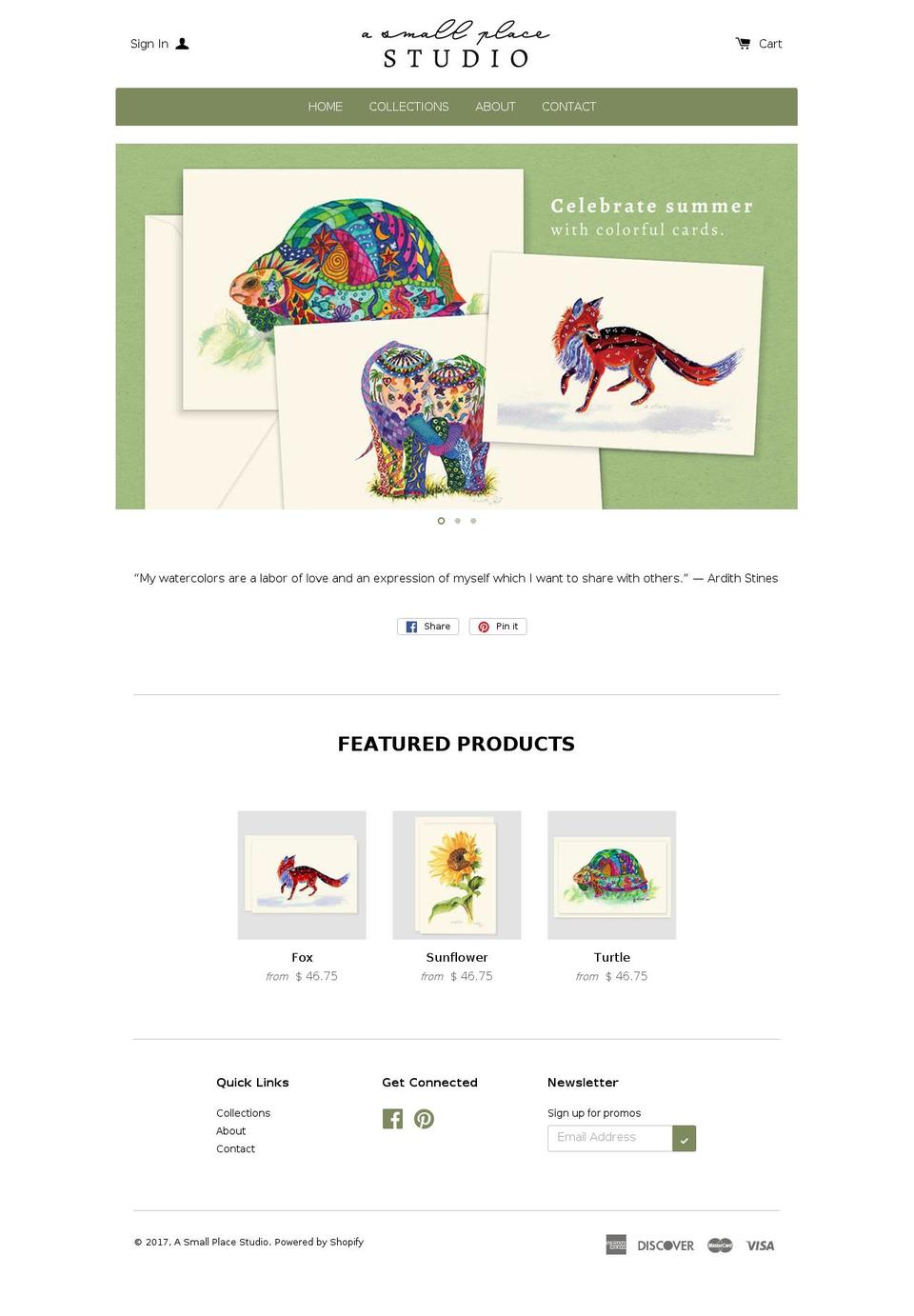 asmallplacestudio.com shopify website screenshot