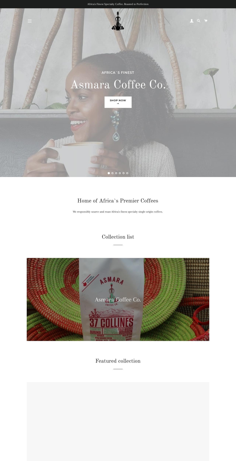 asmaracoffeeco.com — Shopify storefront screenshot