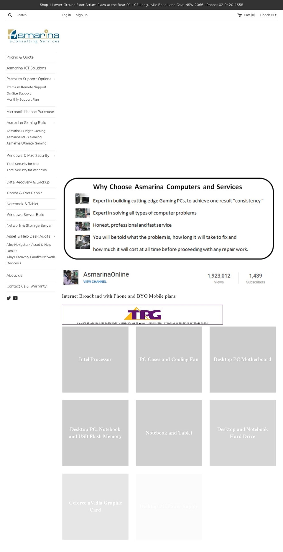 asmarina.com.au shopify website screenshot