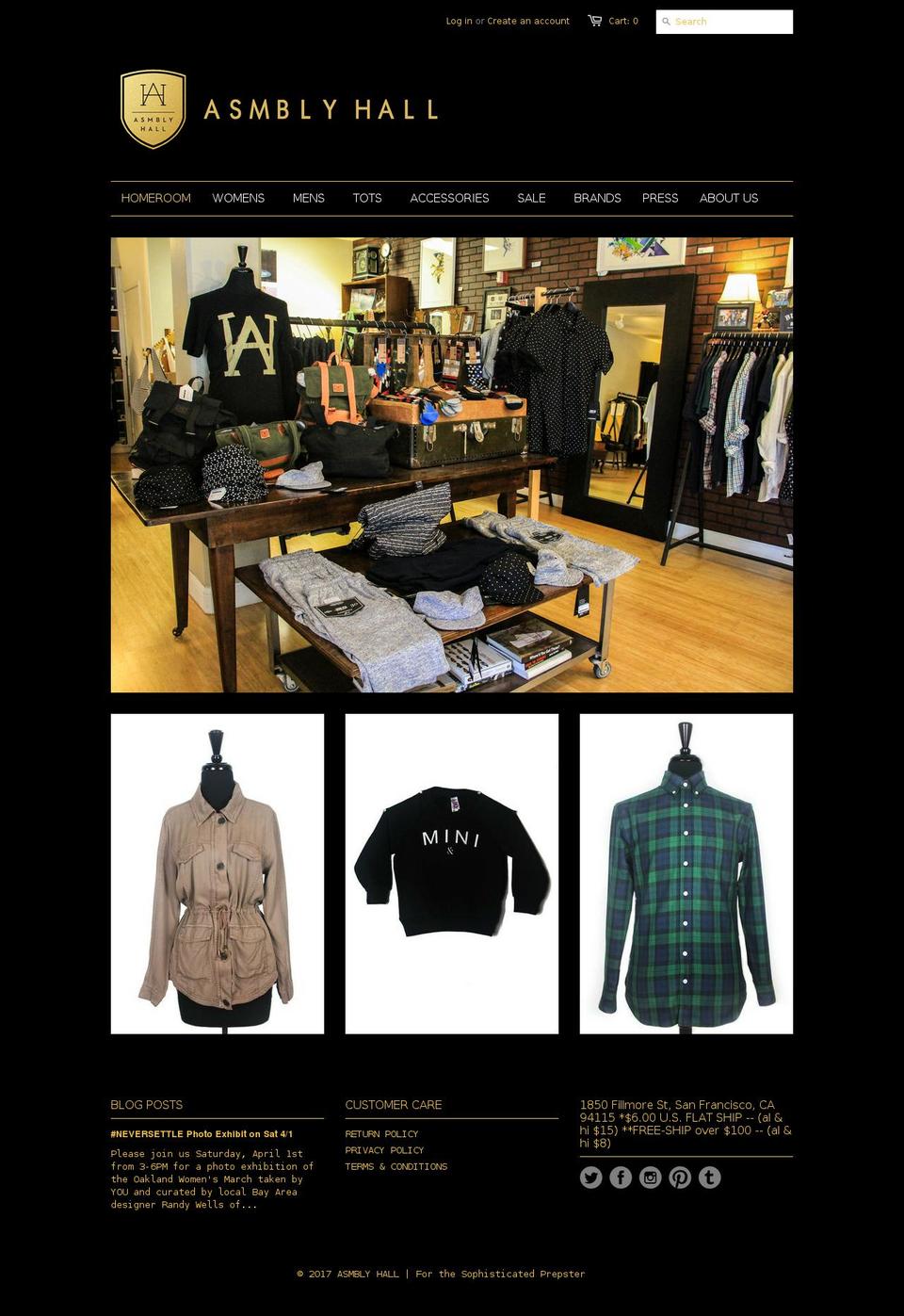 asmblyhall.com shopify website screenshot