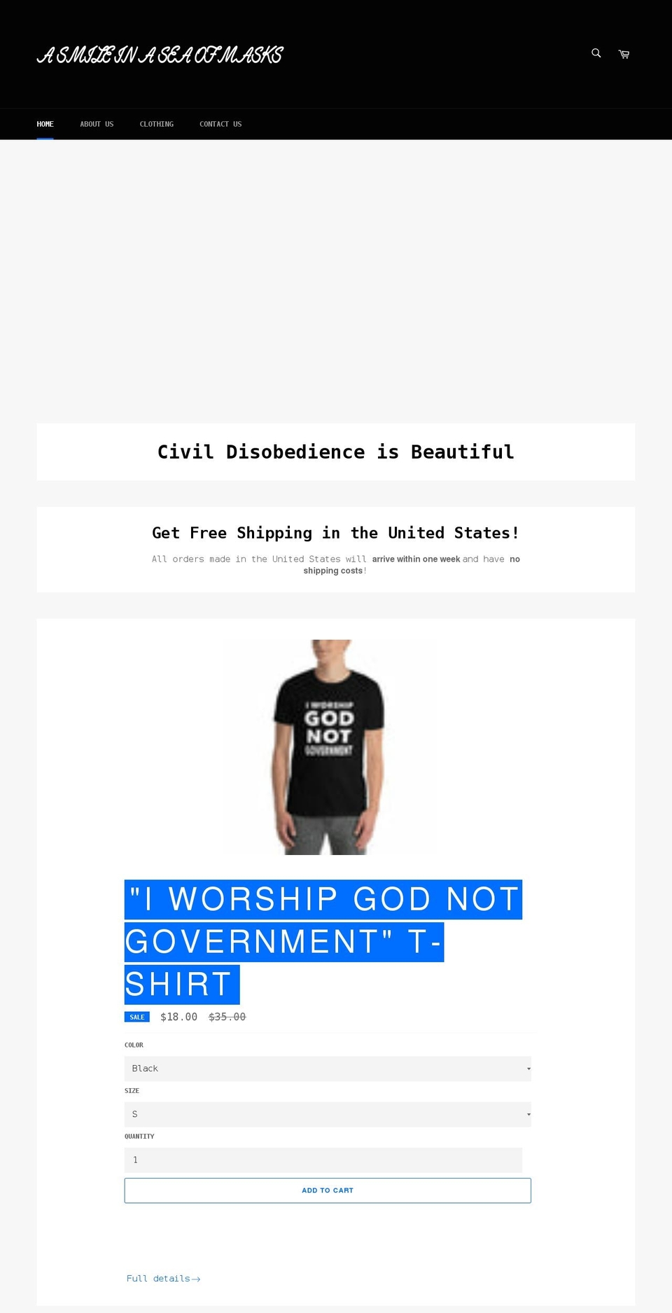 asmileinaseaofmasks.com shopify website screenshot