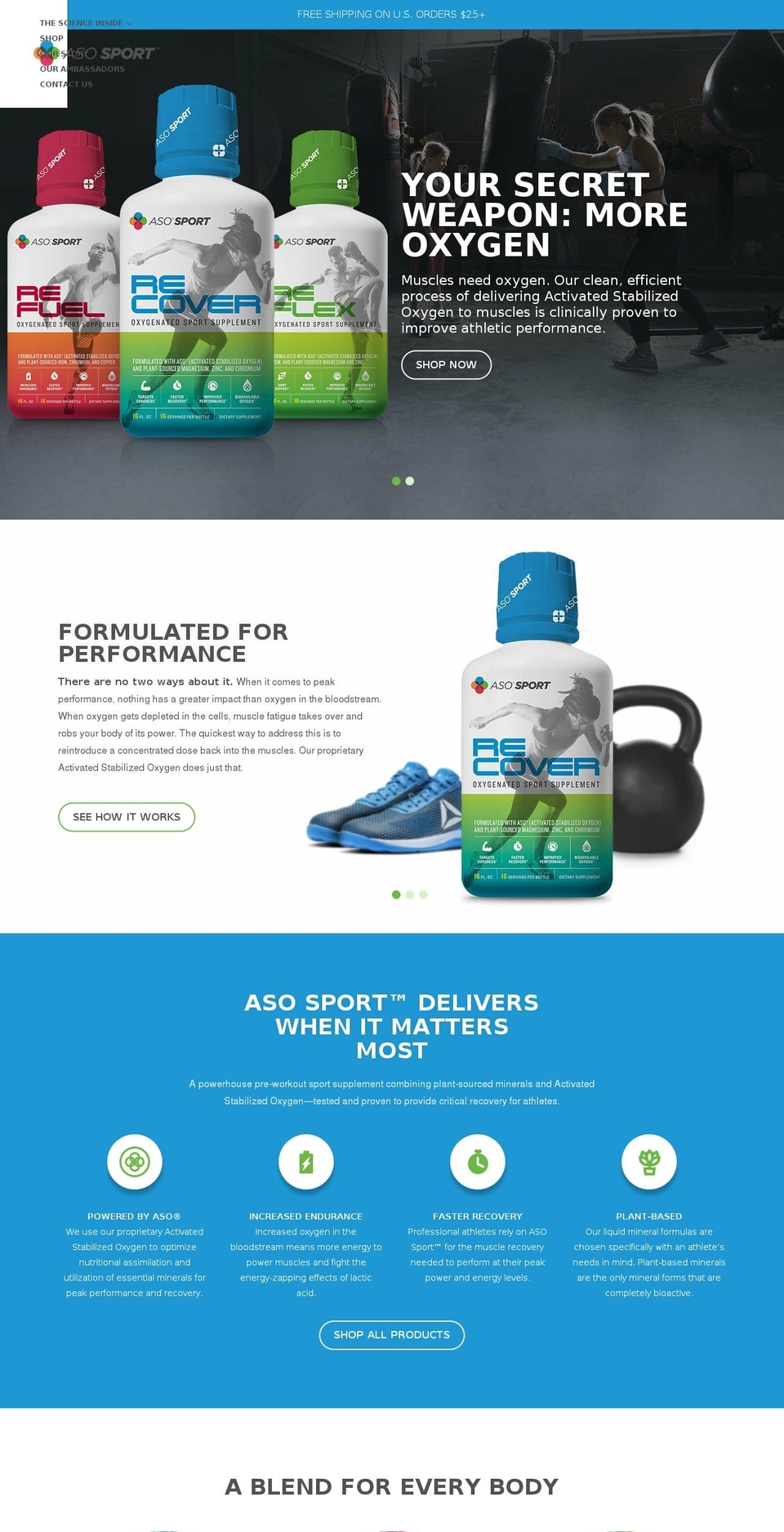 ASO Production Shopify theme site example asoactivatedoxygen.com