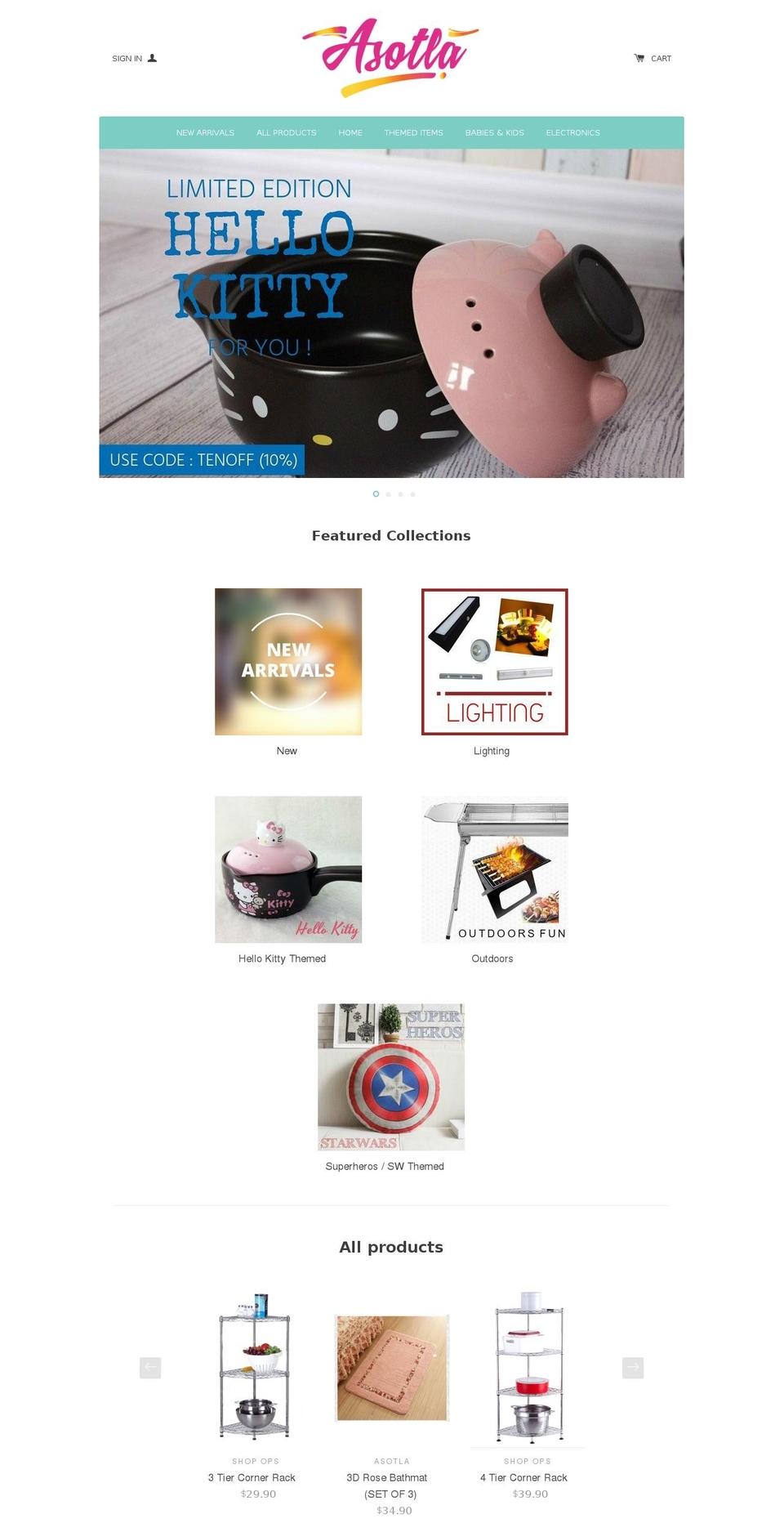 asotla.com shopify website screenshot