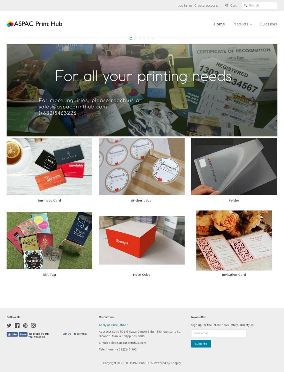 aspacprinthub.com — Shopify storefront screenshot