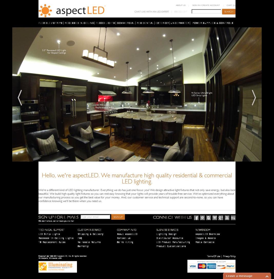 aspectled.com shopify website screenshot