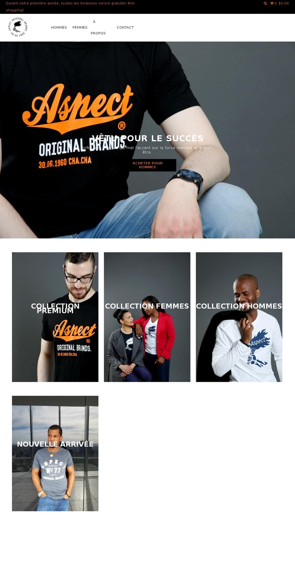 aspectmouvement.com — Shopify storefront screenshot
