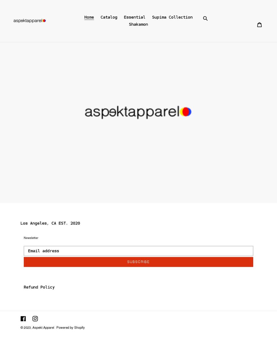aspektapparel.com shopify website screenshot