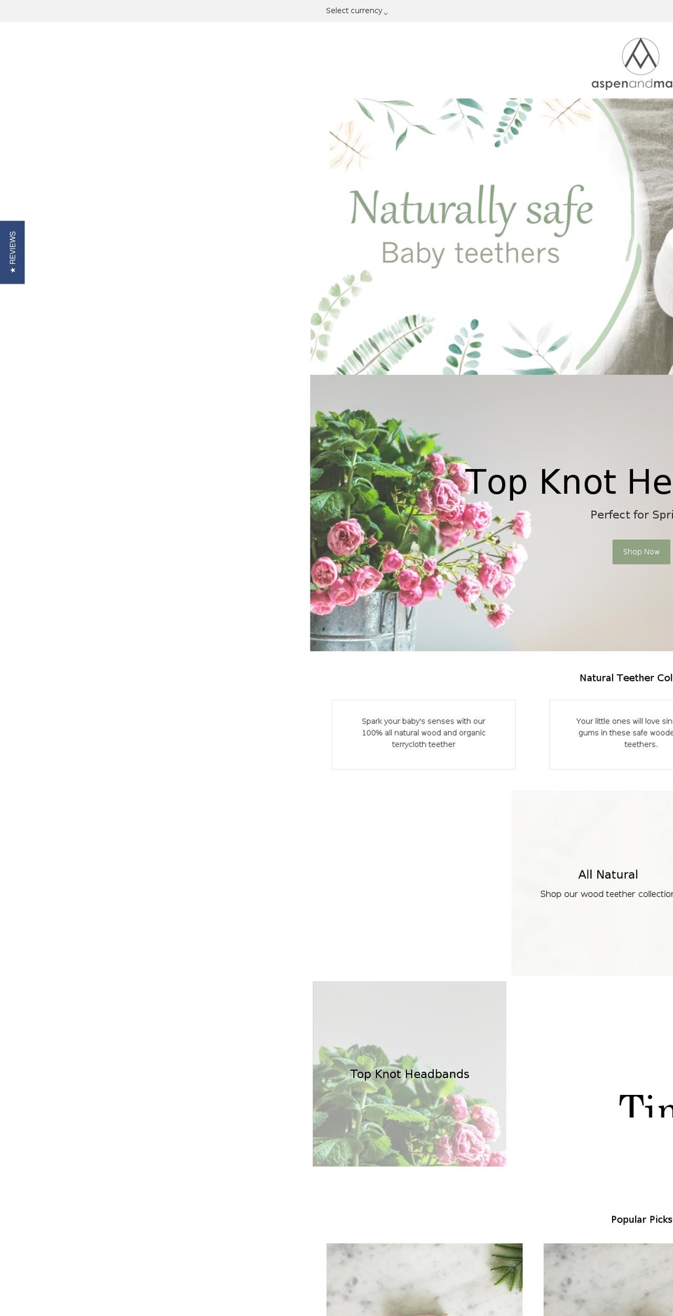 aspenandmaple.com — Shopify storefront screenshot