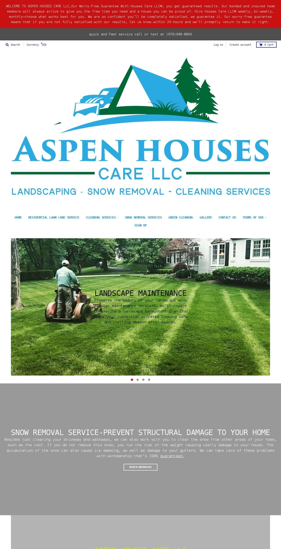 aspenhousescare.com shopify website screenshot
