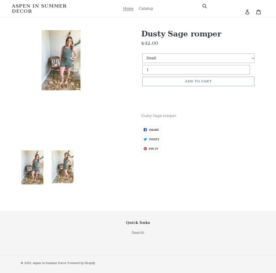 aspeninsummerdecor.com shopify website screenshot