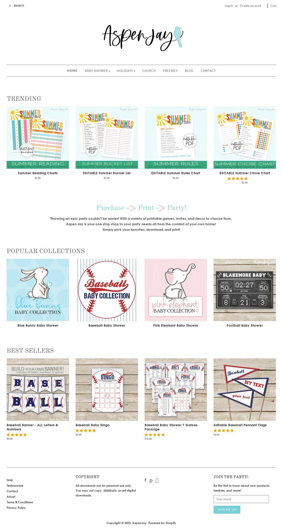 aspenjayshop.com — Shopify storefront screenshot