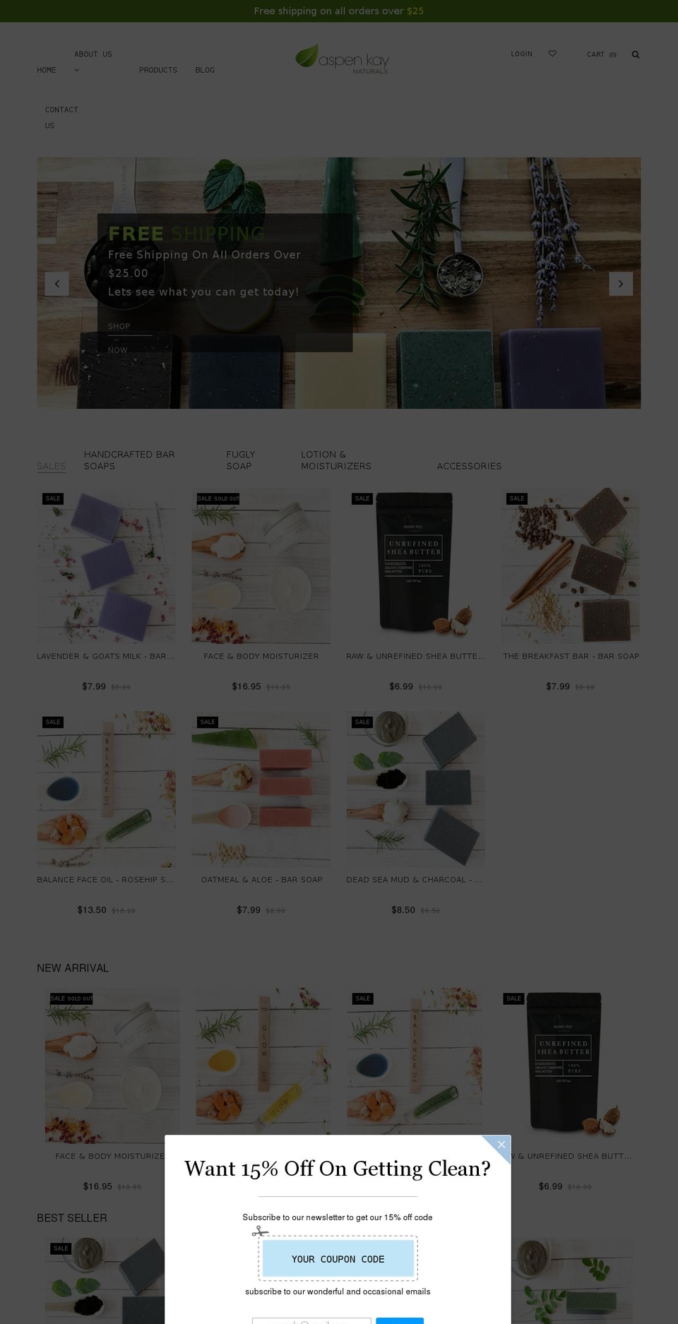 aspenkaynaturals.com shopify website screenshot