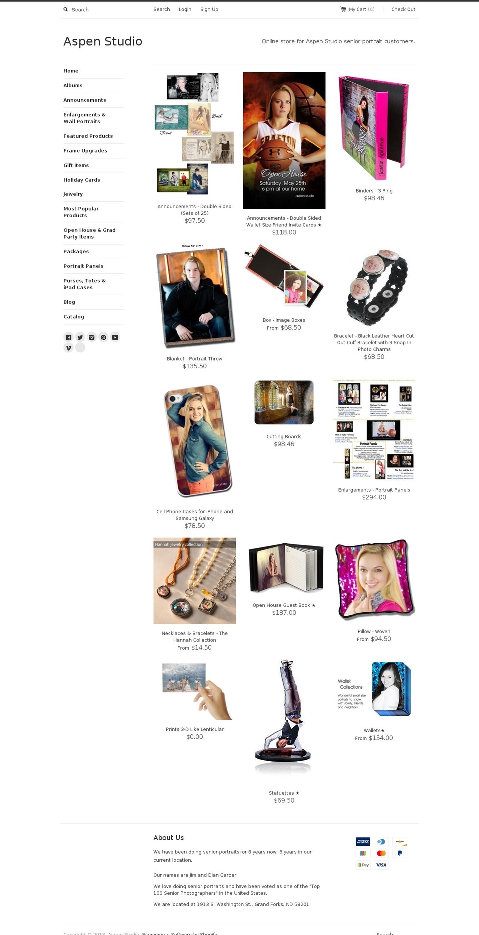 aspenstudiostore.com — Shopify storefront screenshot