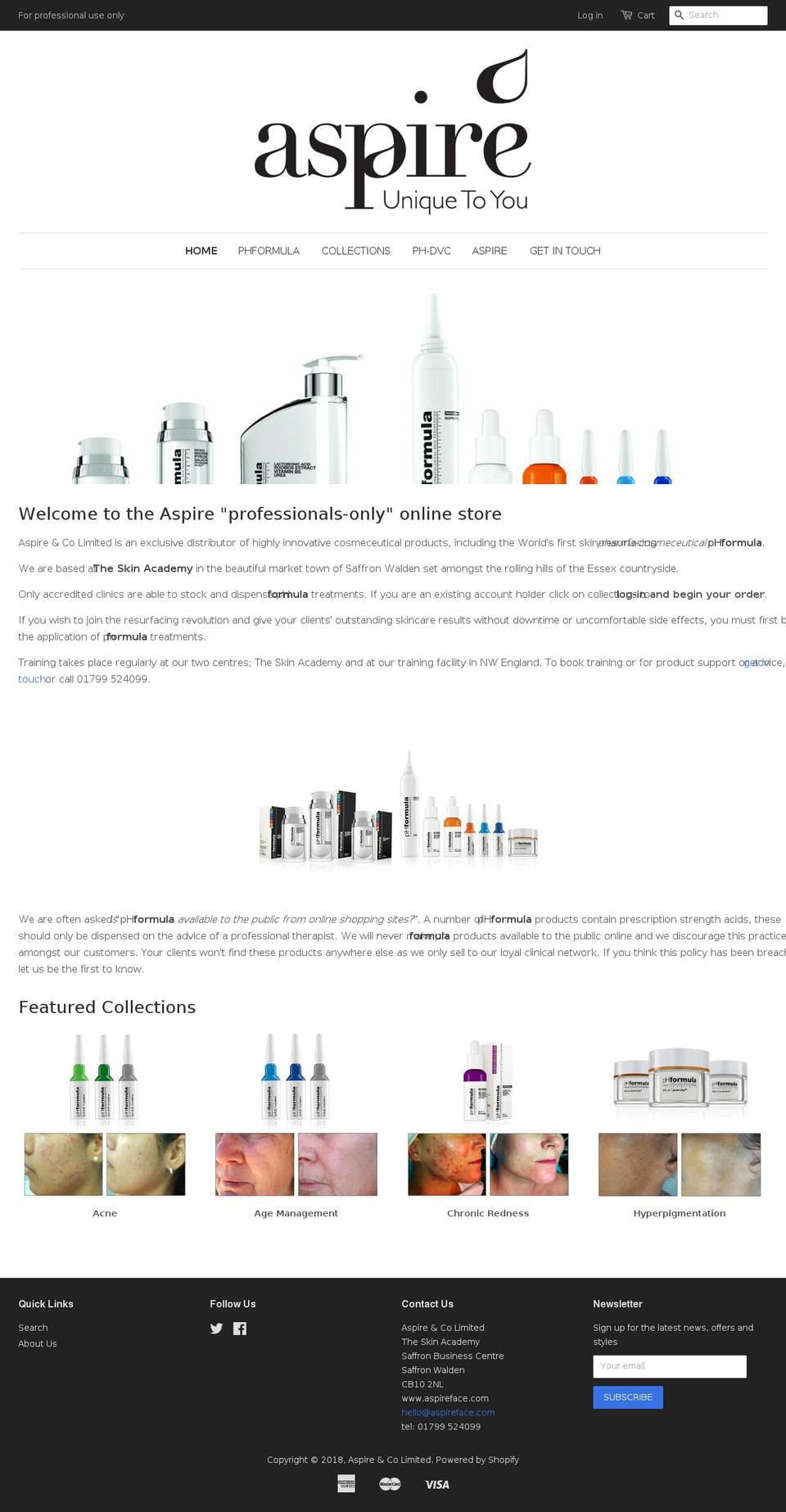 aspire-professional.com shopify website screenshot