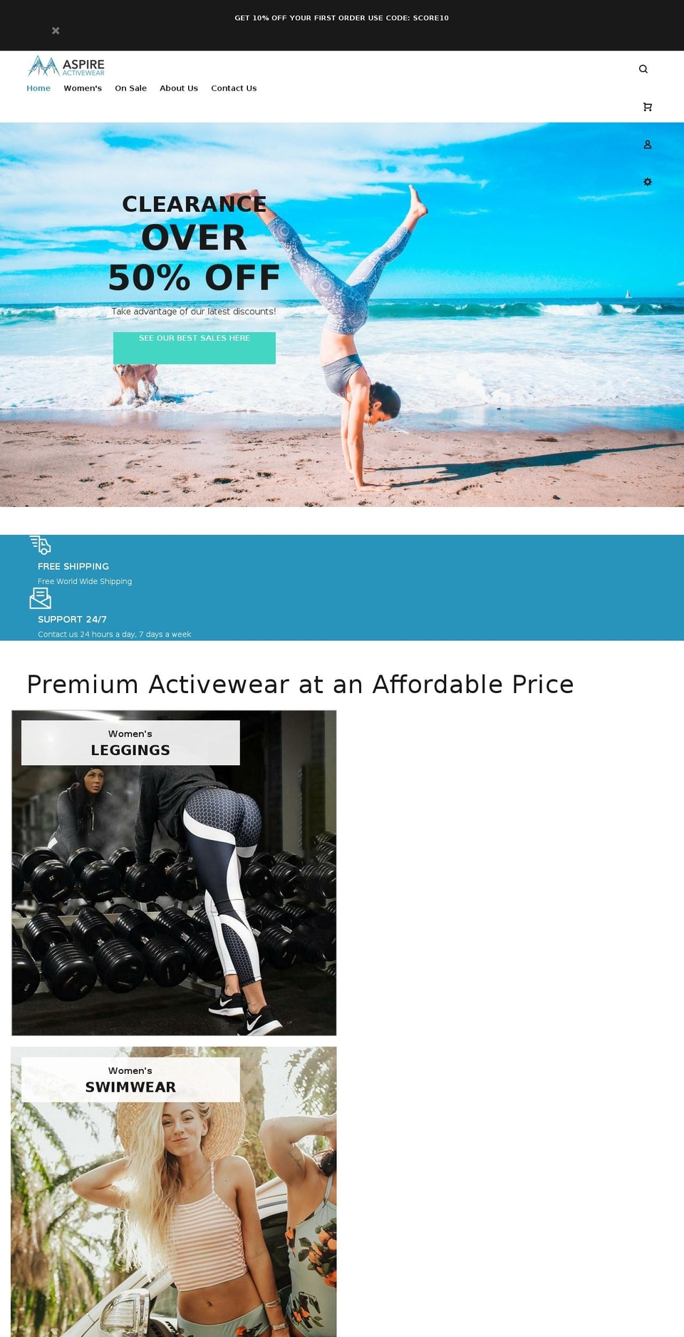 aspireactivewear.com — Shopify storefront screenshot
