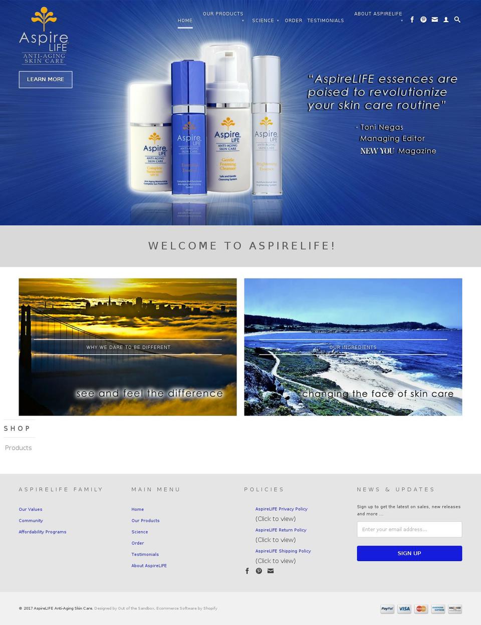aspirelife.com shopify website screenshot