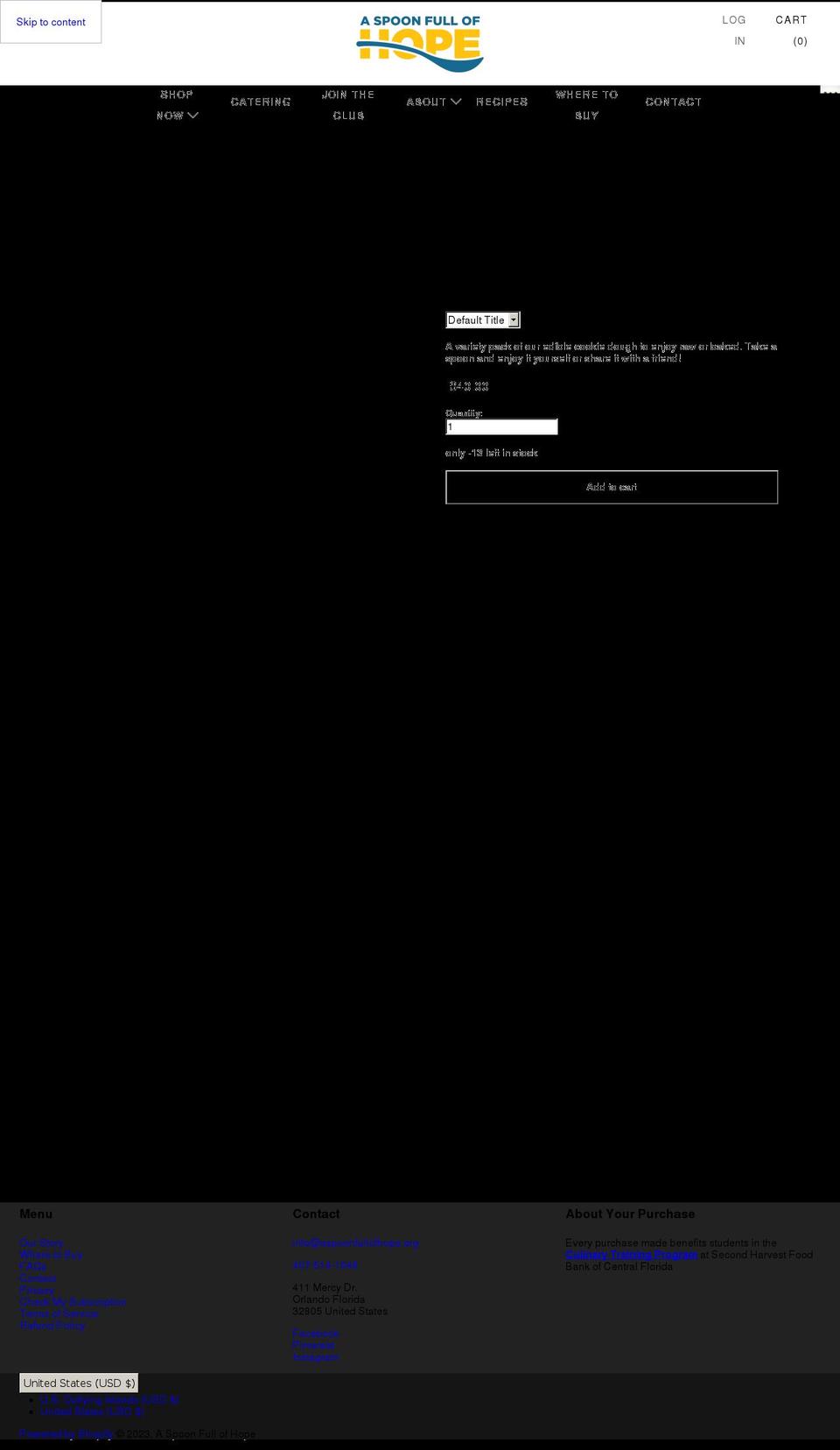 aspoonfullofhope.org shopify website screenshot
