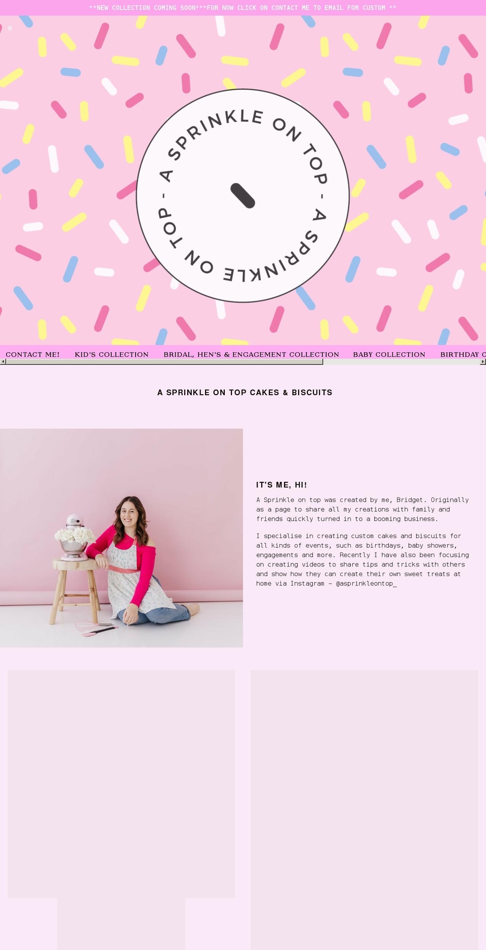 asprinkleontopcakes.com shopify website screenshot