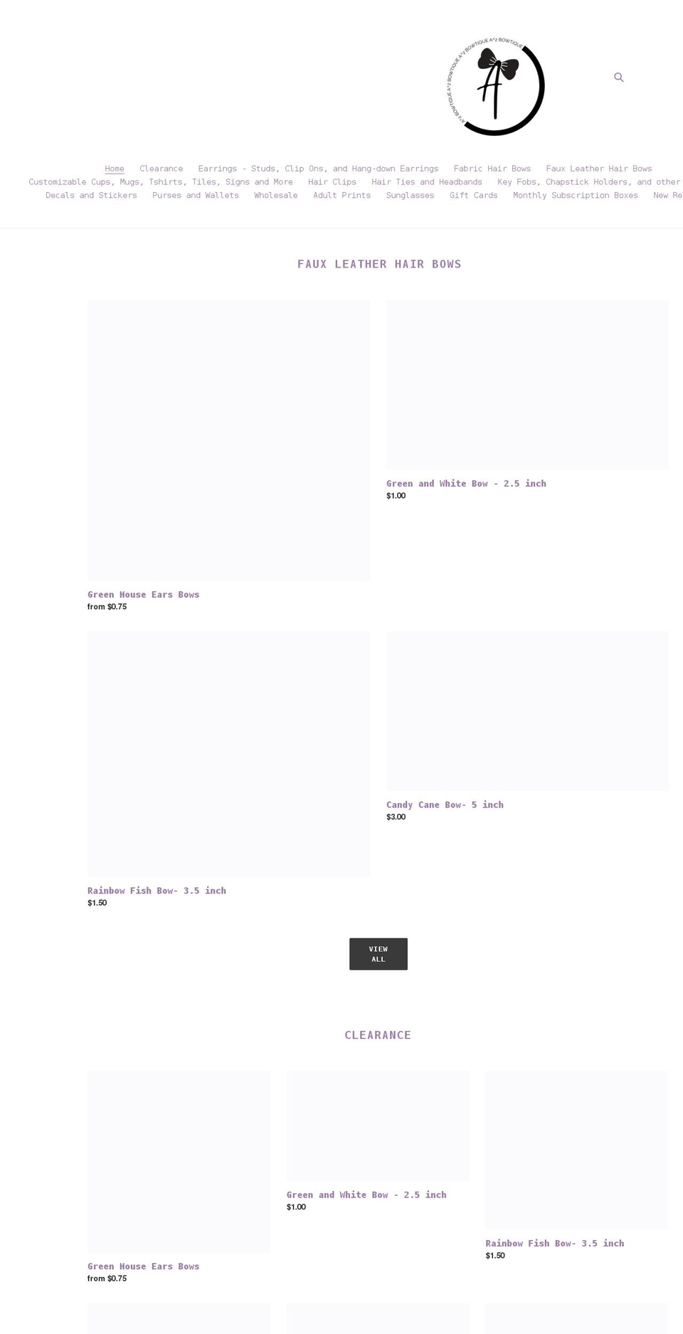 asquaredbowtique.com shopify website screenshot