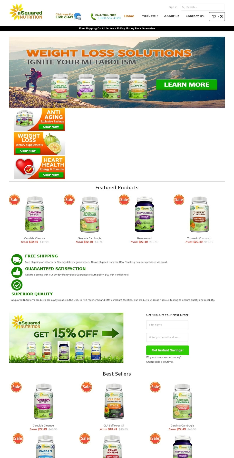 asquarednutrition.com shopify website screenshot