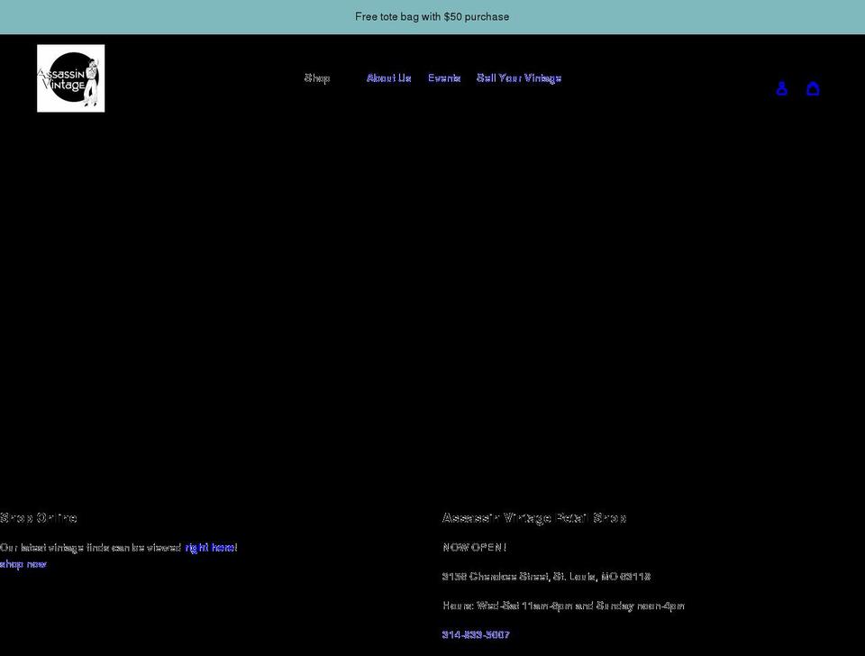 assassinvintage.com shopify website screenshot