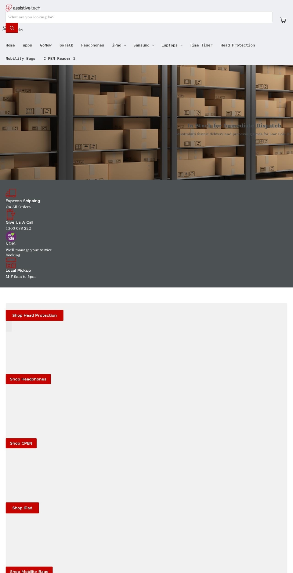 assistivetech.com.au shopify website screenshot