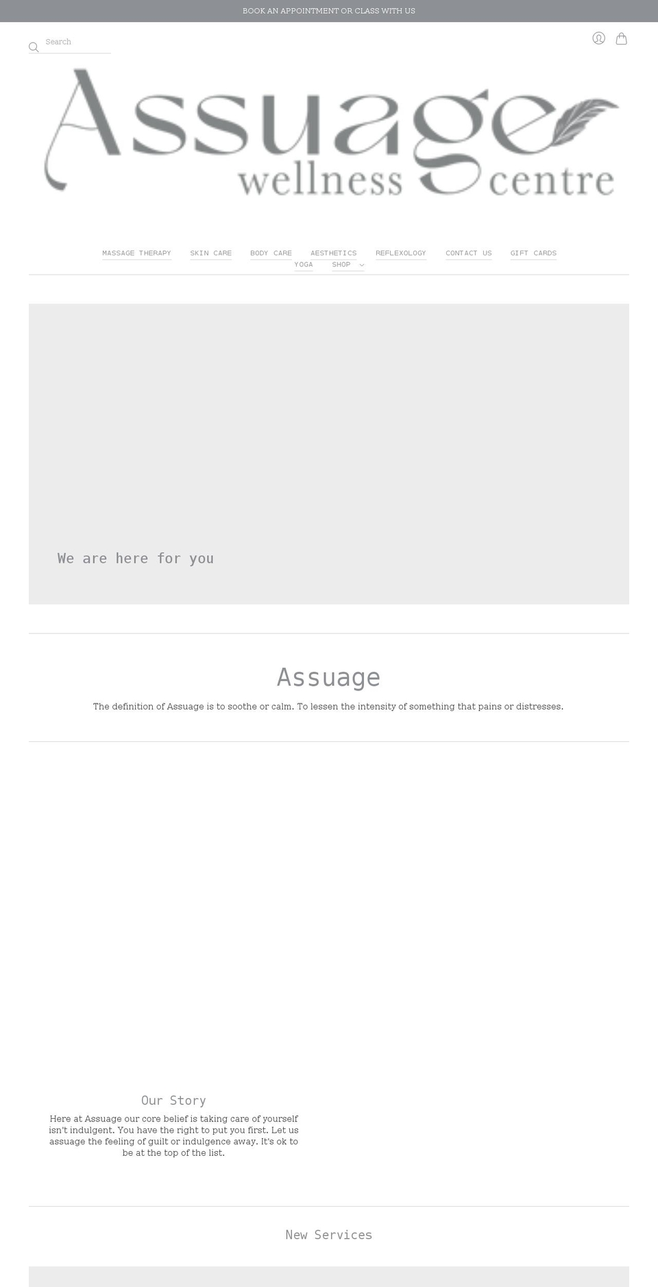 assuagewellnesscentre.com shopify website screenshot