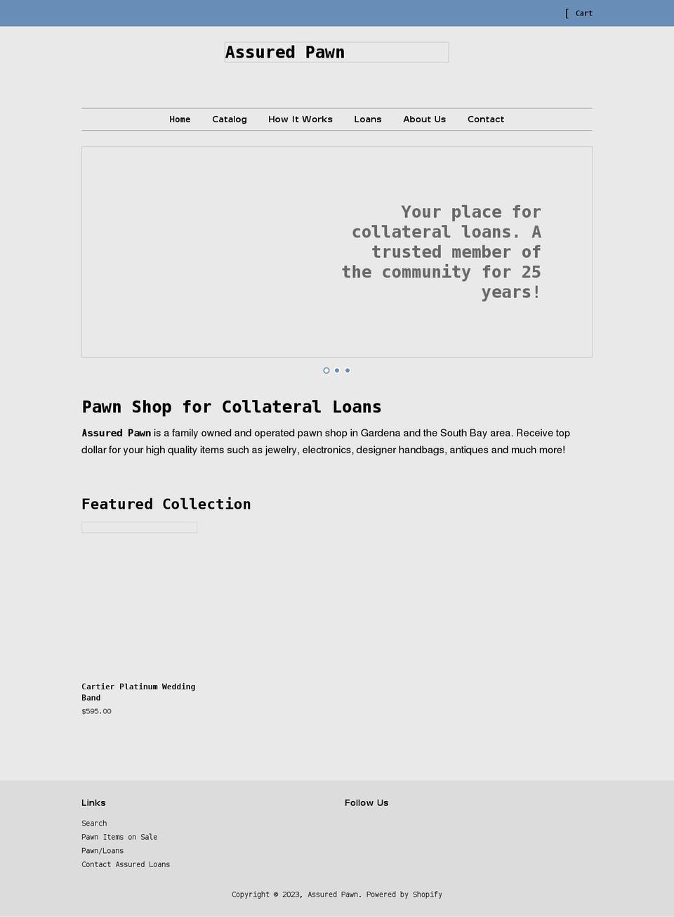 assuredpawn.com shopify website screenshot