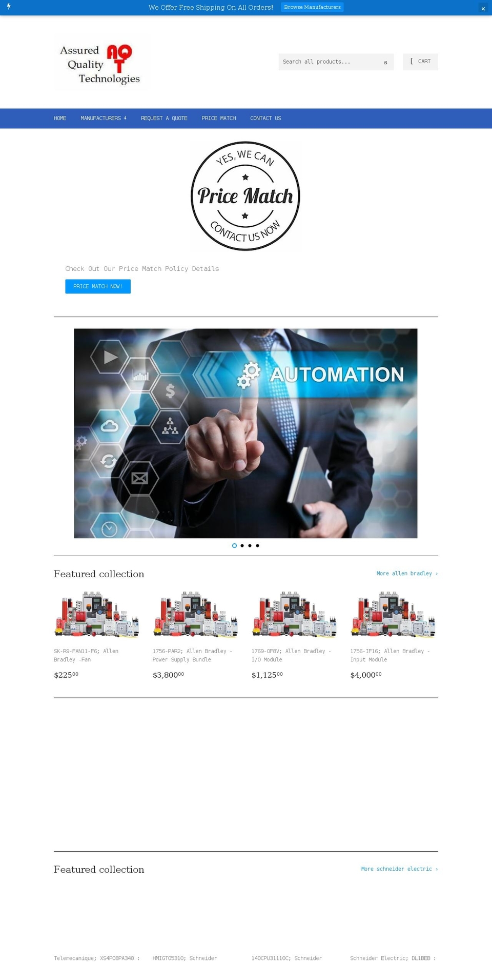 assuredqualitytechnologies.com shopify website screenshot