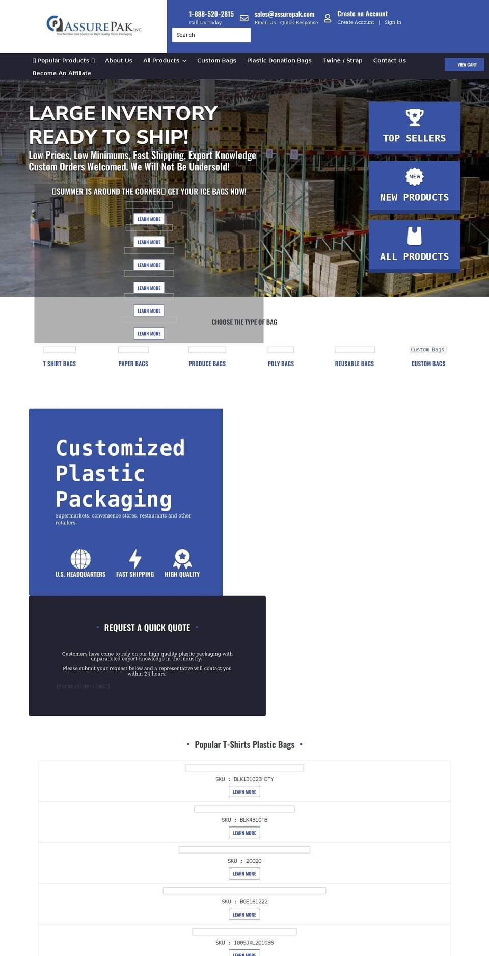assurepak.com shopify website screenshot