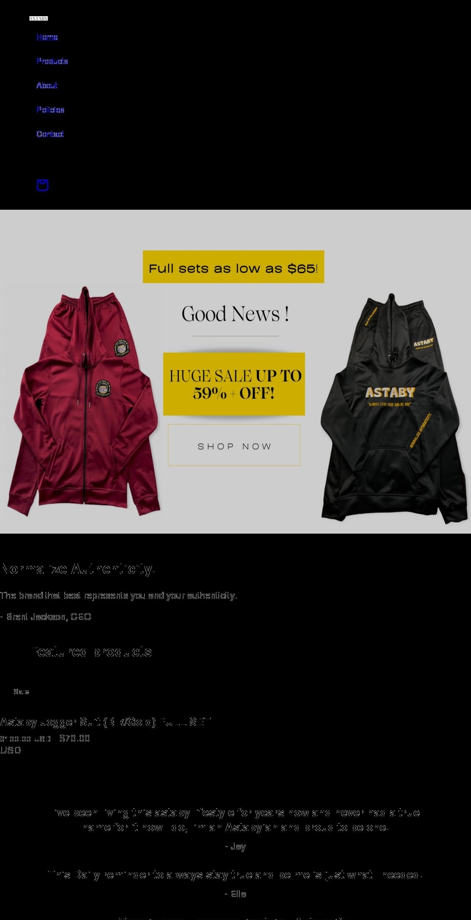 astaby.com shopify website screenshot