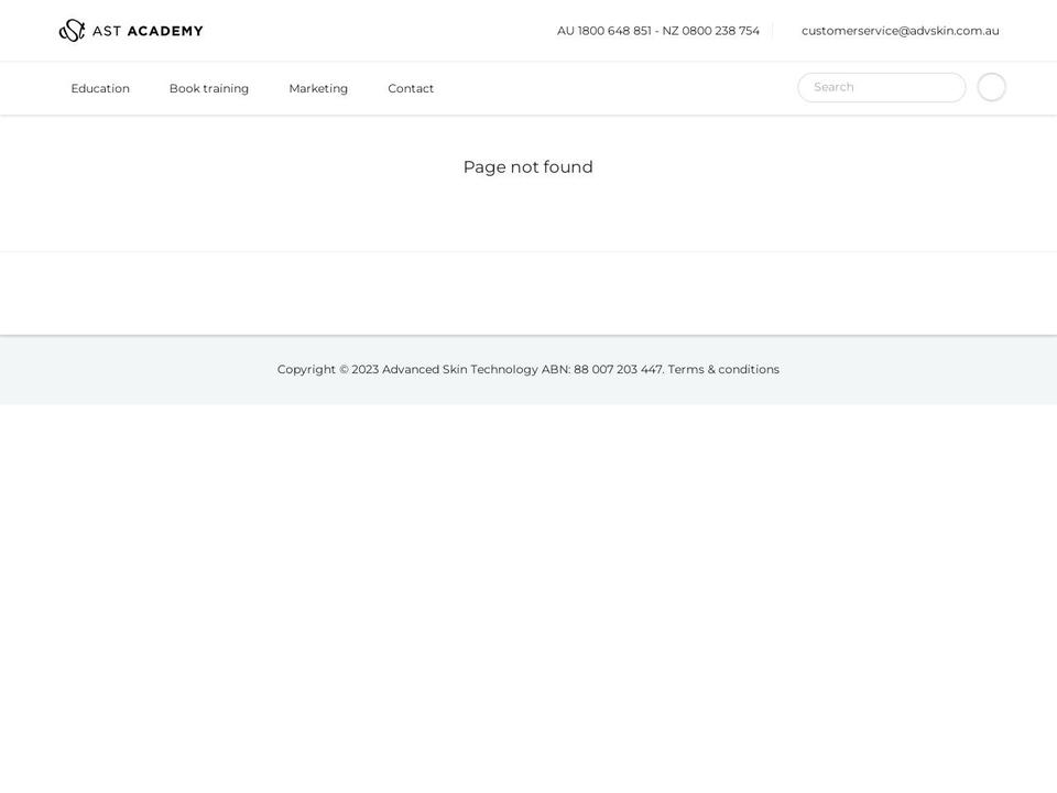 astacademy.com.au shopify website screenshot
