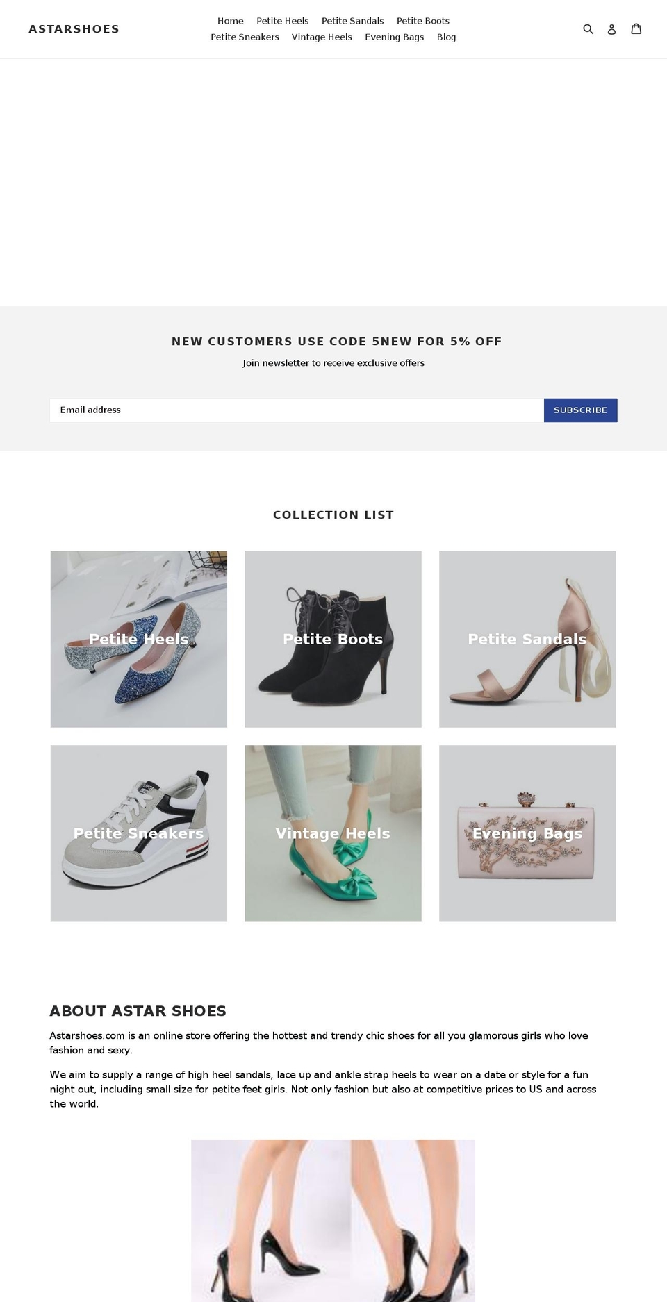astarshoes.com — Shopify storefront screenshot