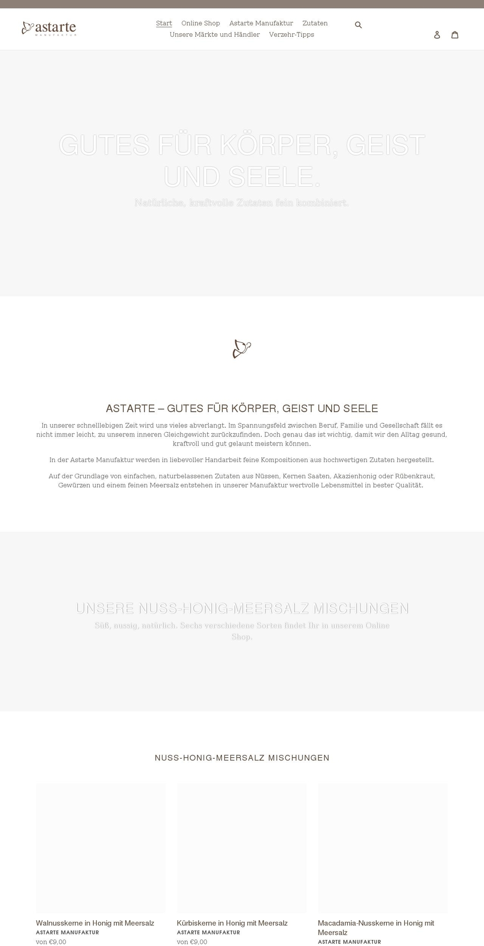 astarte-manufaktur.de shopify website screenshot