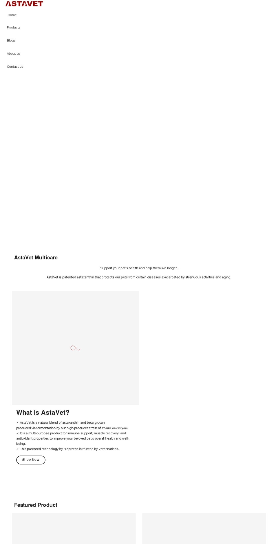 astavet.com shopify website screenshot