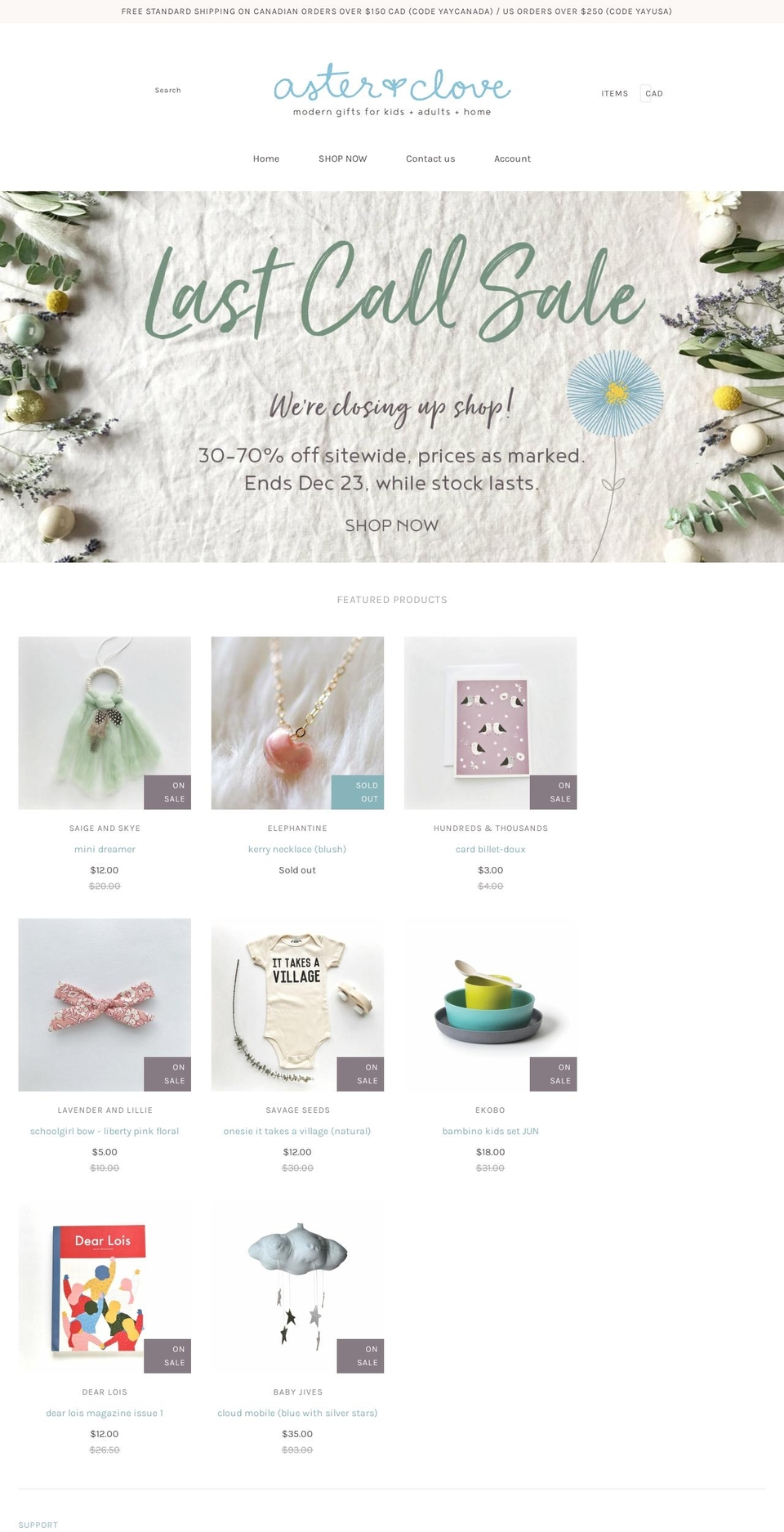 Copy of Pacific Shopify theme site example asterandclove.com