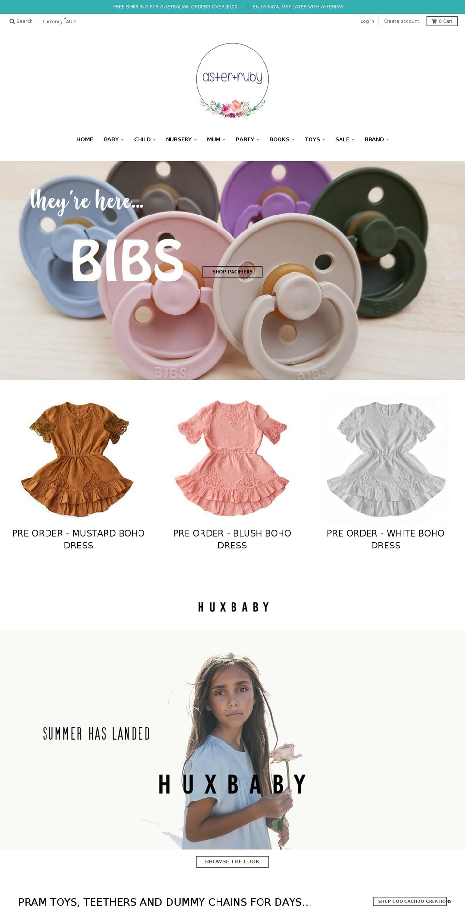 asterandruby.com.au shopify website screenshot