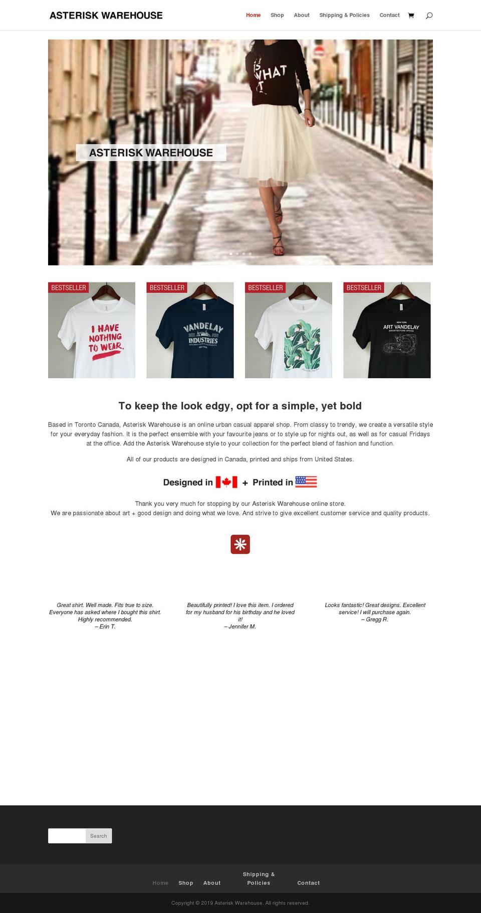 asteriskwarehouse.com — Shopify storefront screenshot
